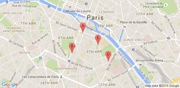 Plan des salles de sport du 5eme arrondissement de Paris