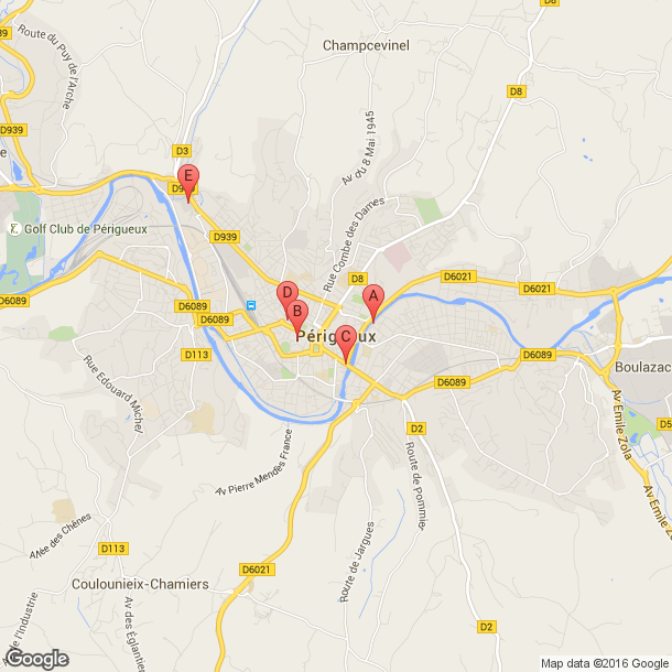 Plan des salles de sport de Périgueux