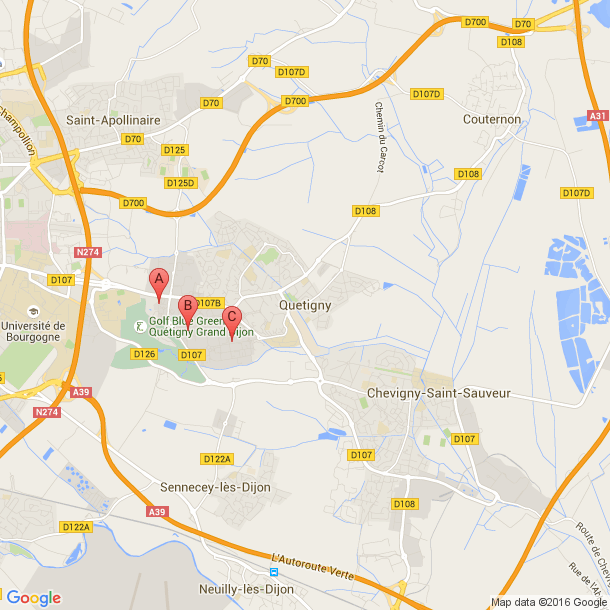 Plan des salles de sport de Quetigny