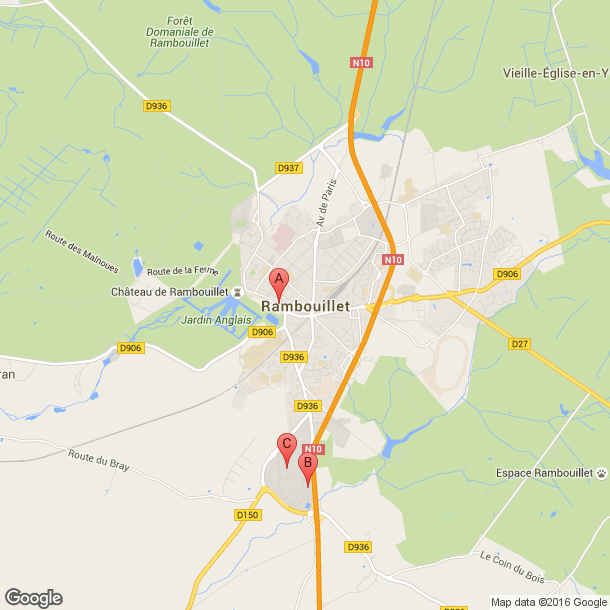 Plan des salles de sport de Rambouillet