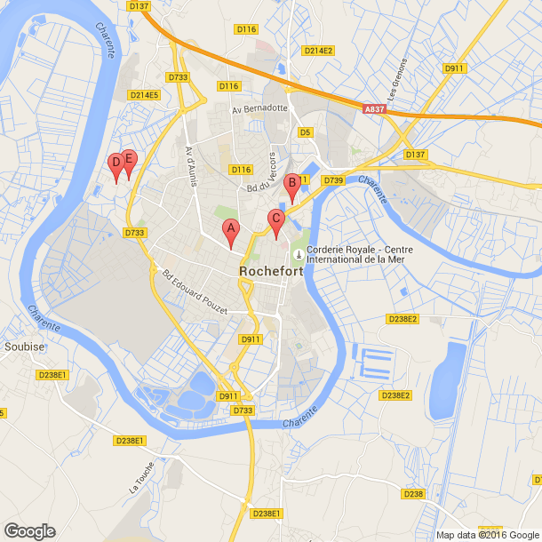 Plan des salles de sport de Rochefort