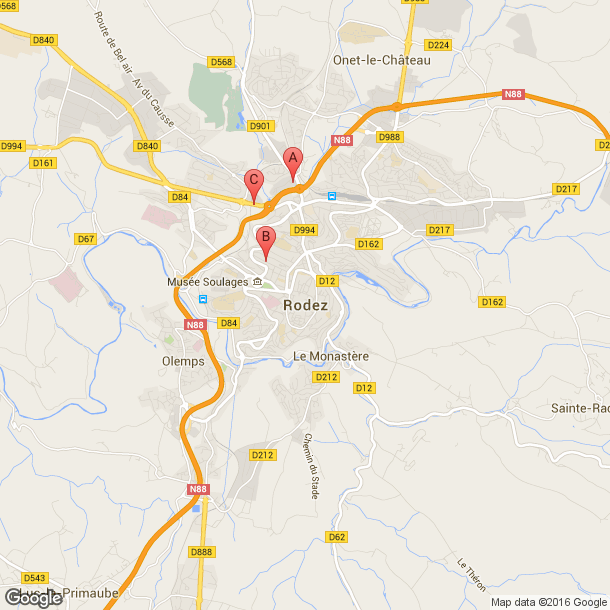 Plan des salles de sport de Rodez