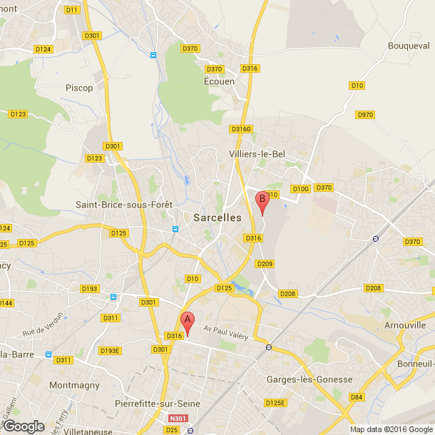 Plan des salles de sport de Sarcelles
