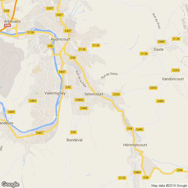 Plan des salles de sport de Seloncourt