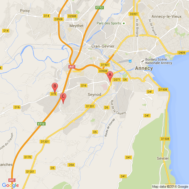 Plan des salles de sport de Seynod