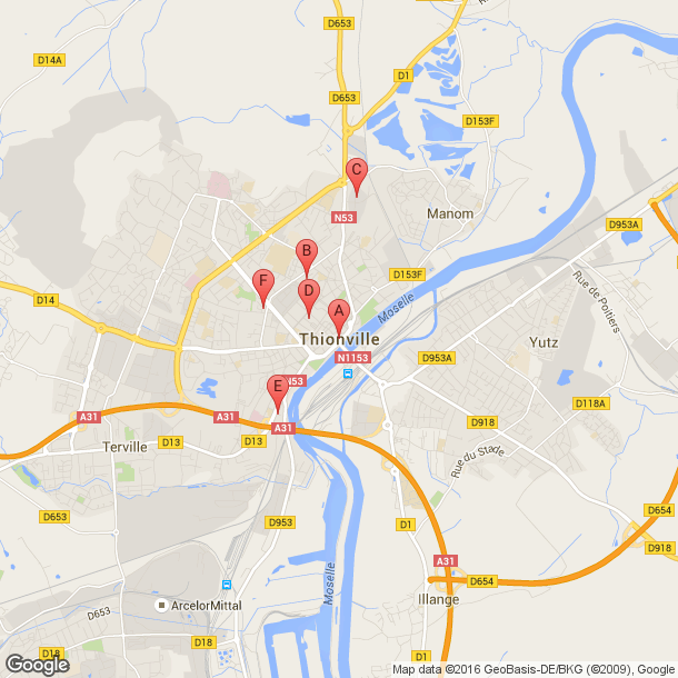 Plan des salles de sport de Thionville