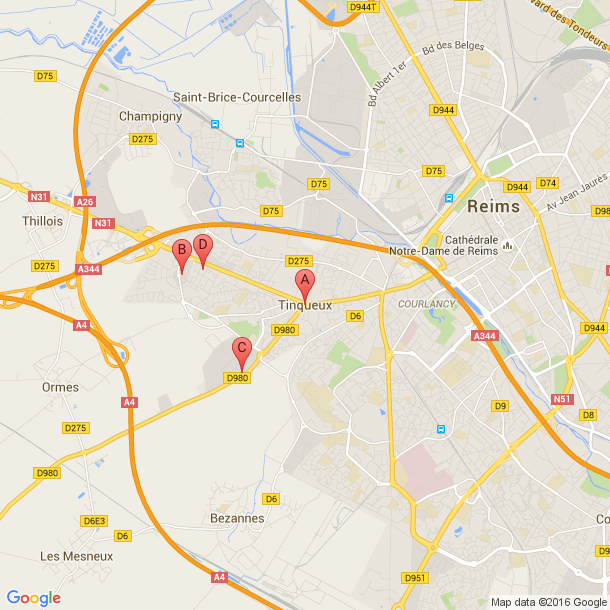 Plan des salles de sport de Tinqueux