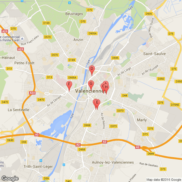 Plan des salles de sport de Valenciennes