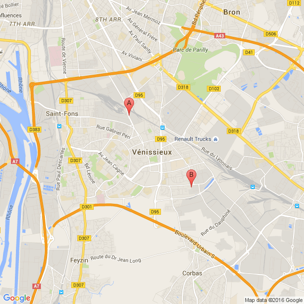 Plan des salles de sport de Vénissieux