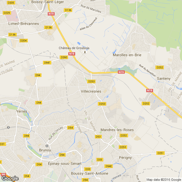 Plan des salles de sport de Villecresnes