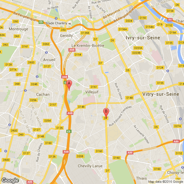 Plan des salles de sport de Villejuif