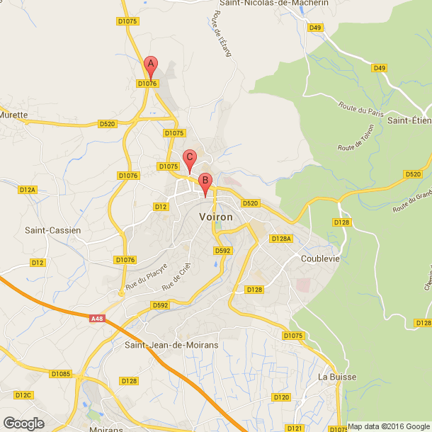 Plan des salles de sport de Voiron