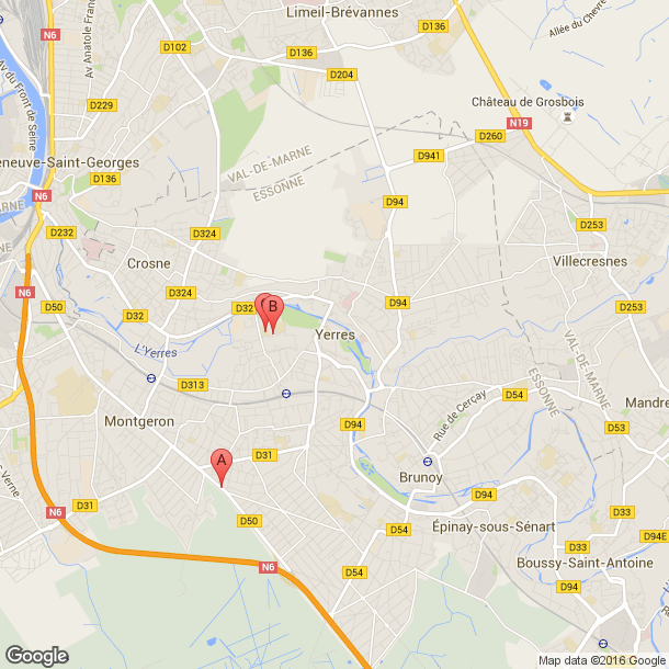 Plan des salles de sport de Yerres