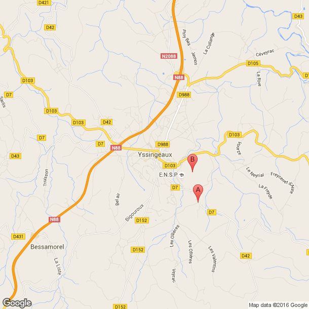 Plan des salles de sport de Yssingeaux