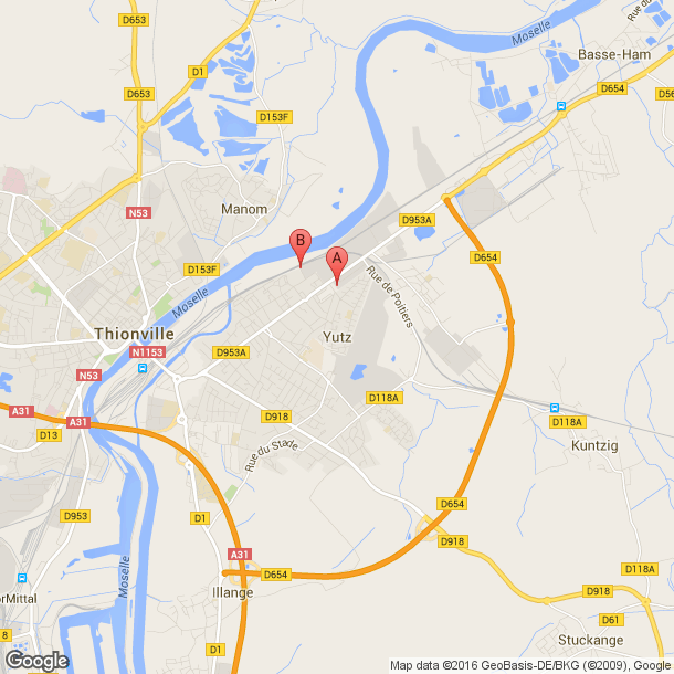 Plan des salles de sport de Yutz